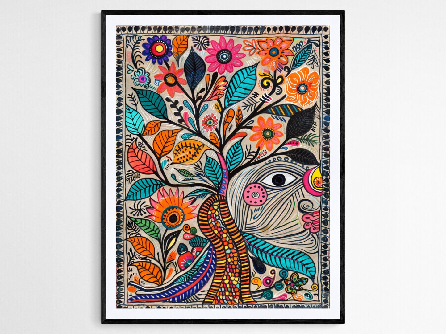 Affiche Art Madhubani – Imprimé Réplique Exquise d'Inde