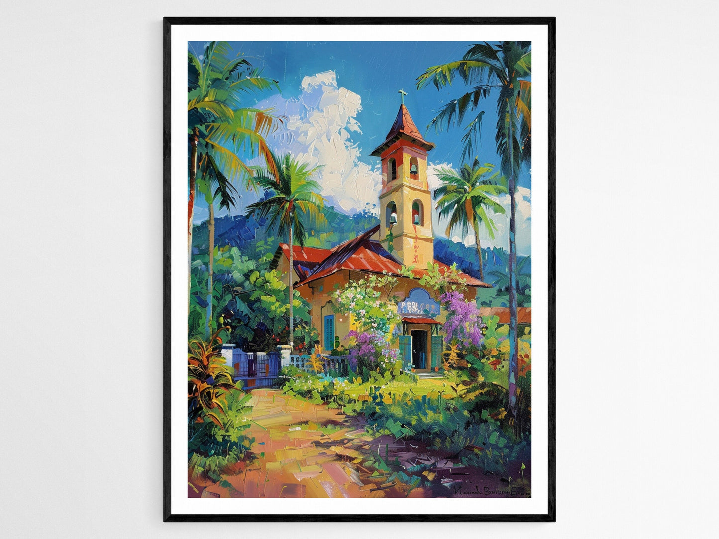 Affiche Église Filipine – Imprimé Artisanal Décor Religieux