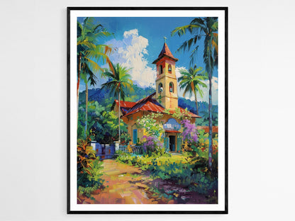 Affiche Église Filipine – Imprimé Artisanal Décor Religieux