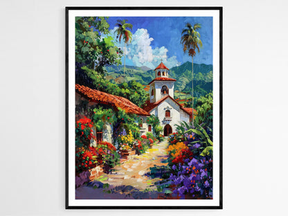 Affiche Église Philippine Vintage – Œuvre Élégante de Bénédiction