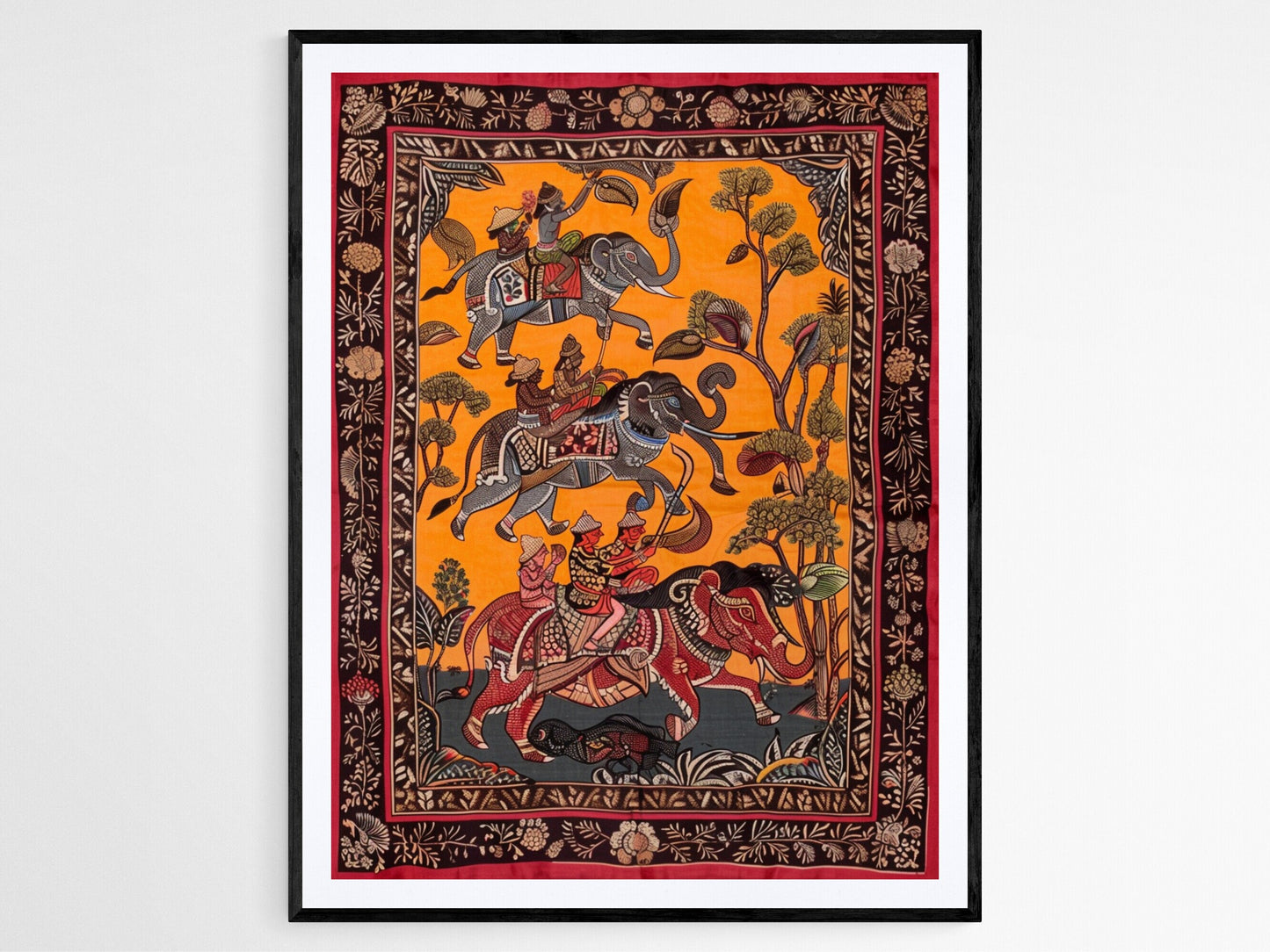 Affiche Kalamkari – Imprimé Art : Décor mural textile indien traditionnel