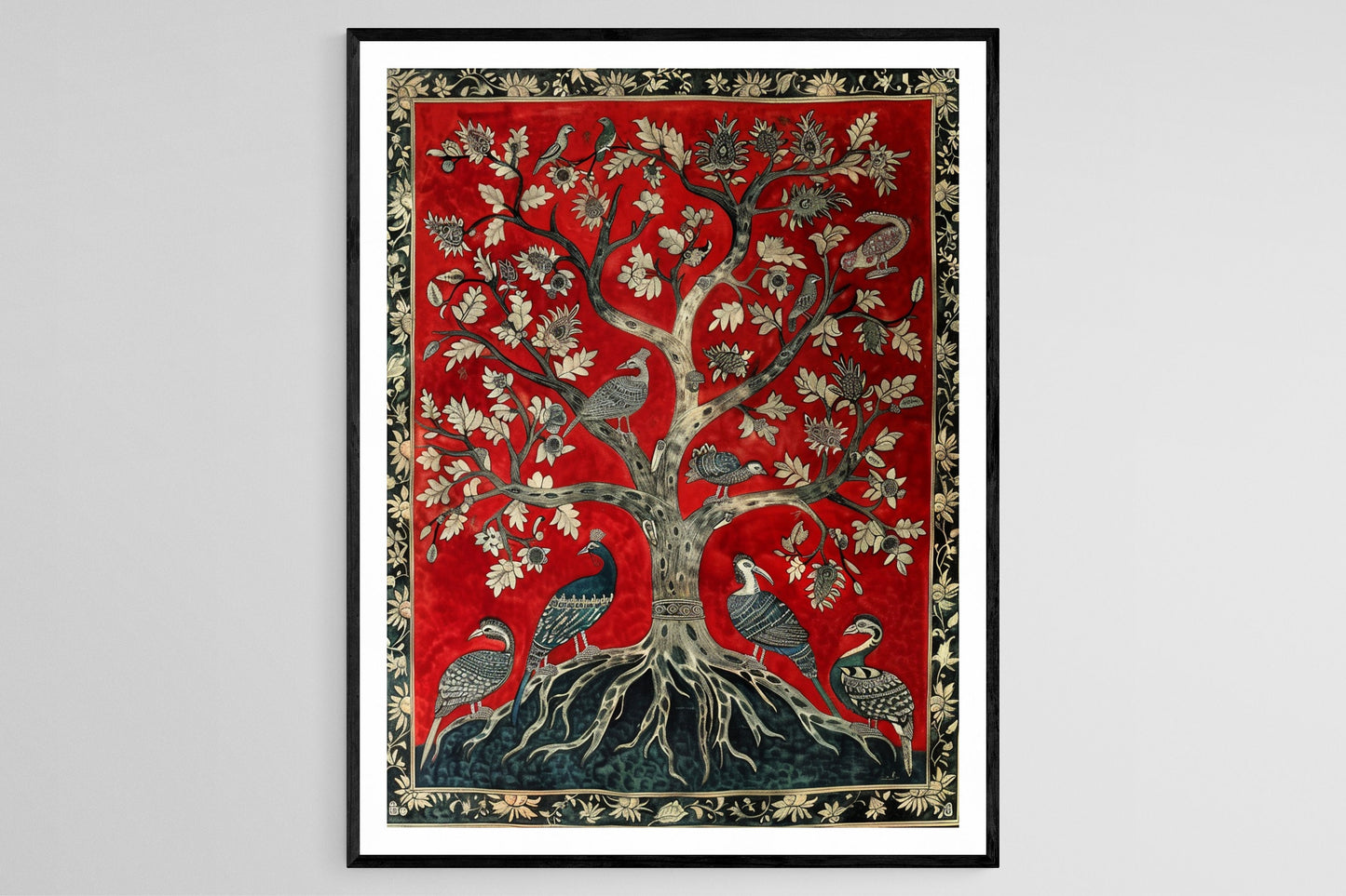 Affiche Kalamkari – Poster Vintage d'Art Indien en Tissu