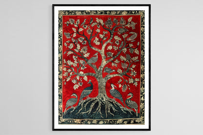 Affiche Kalamkari – Poster Vintage d'Art Indien en Tissu