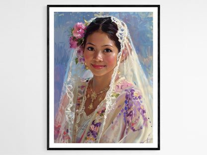 Affiche Beauté Nuptiale en Robe Traditionnelle – Art de Mariée Filipina