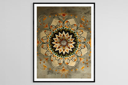 Affiche Kolam Rangoli Intricate – Art Décoratif Élégant pour Diwali