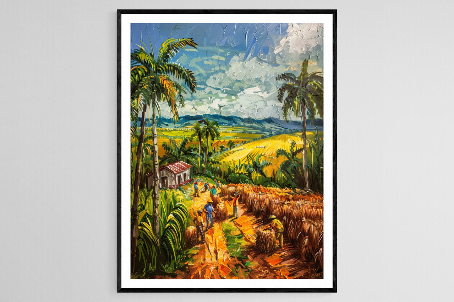 Affiche Champ de Canne à Sucre Cubain – Art Collectible pour Décor Fermier