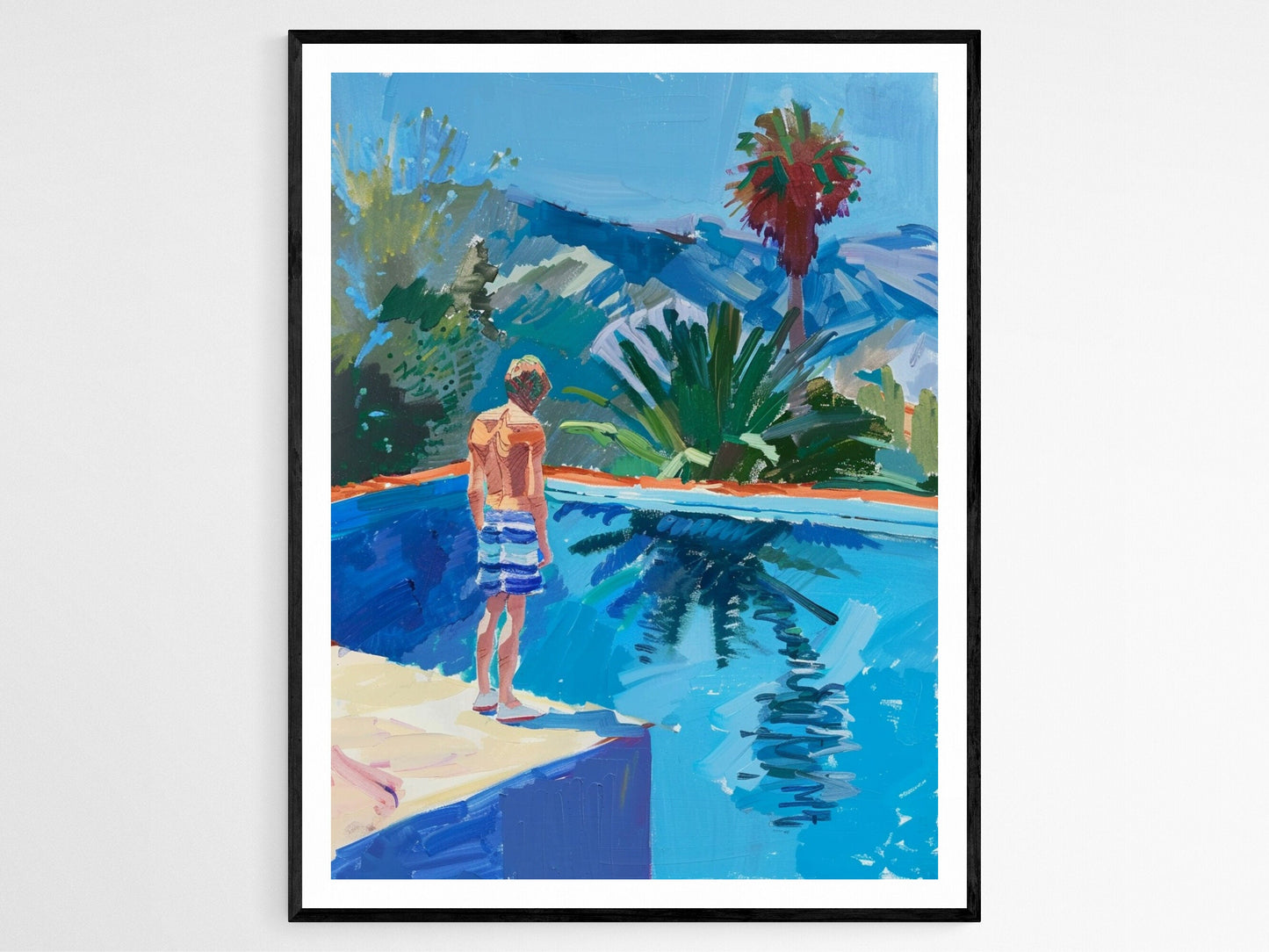 Affiche Homme au Bord de la Piscine – Poster Art Pop Moderne Vibrant