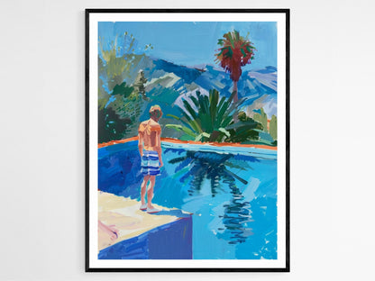 Affiche Homme au Bord de la Piscine – Poster Art Pop Moderne Vibrant