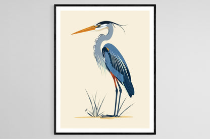 Affiche Héron Bleu – Illustration Majestueuse pour votre Décor intérieur
