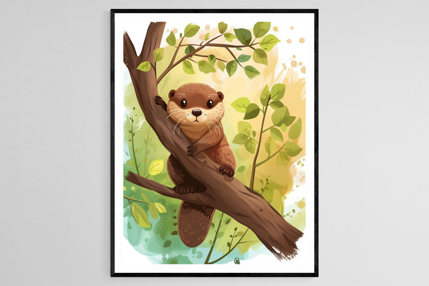 Affiche Loutre – Illustration Aquarelle Chaleureuse pour Chambre d’Enfant
