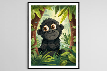 Affiche Gorille Fantaisiste – Illustration Animalière pour Enfants