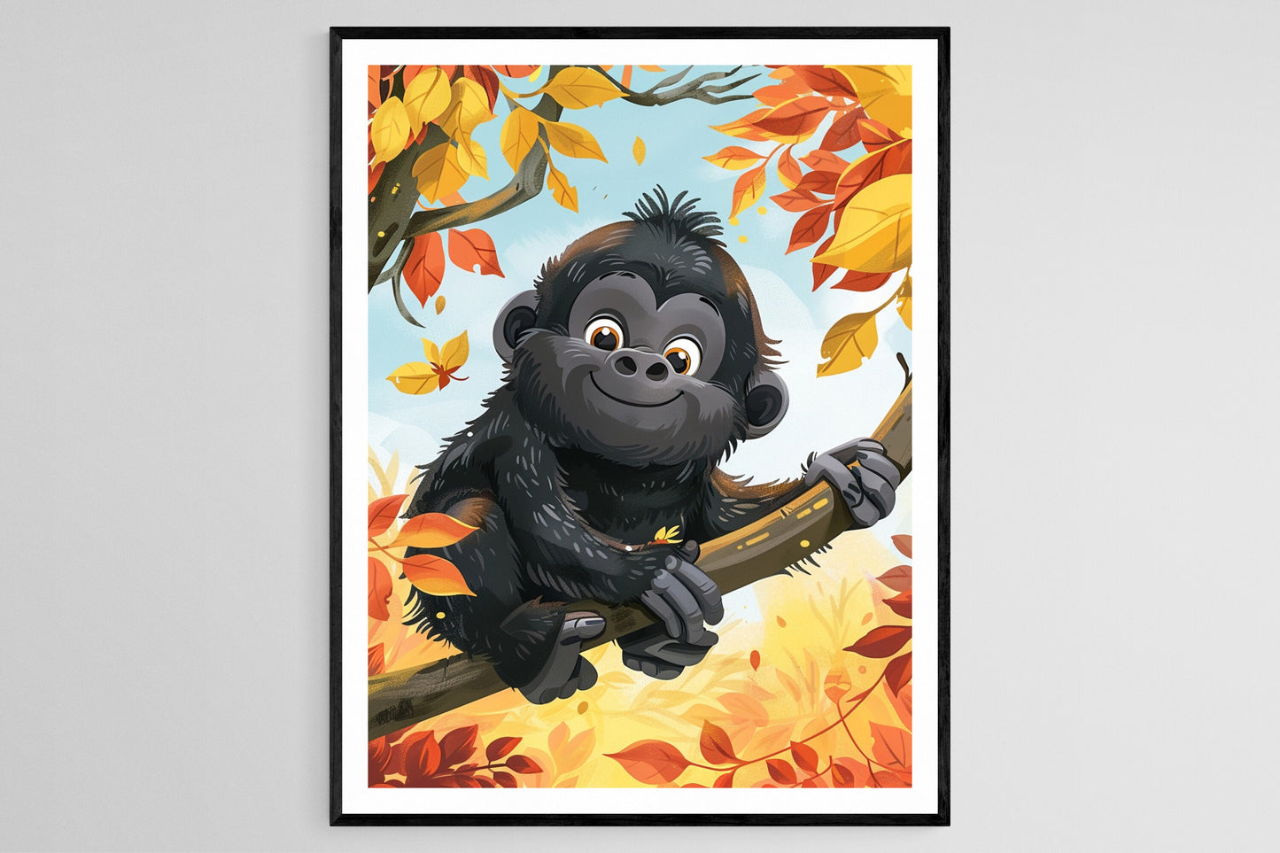 Affiche Gorille Mignon – Art Murale Inspirant pour Chambre d'Enfant