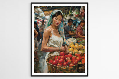 Affiche Fille du Marché Philippin – Poster Art Vibrante des Philippines