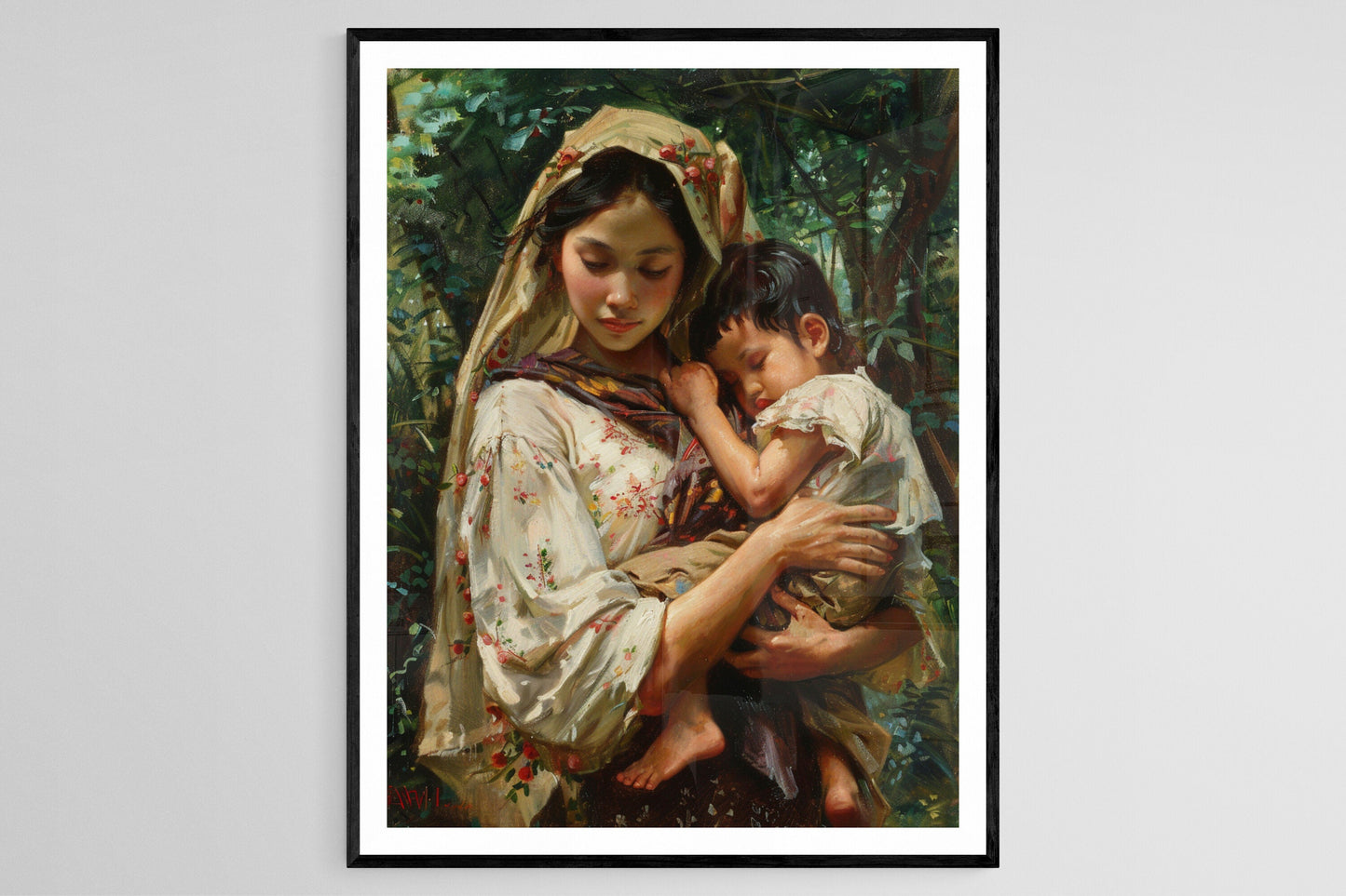 Affiche Femme et Enfant Filipin – Poster Art Traditionnelle des Philippines