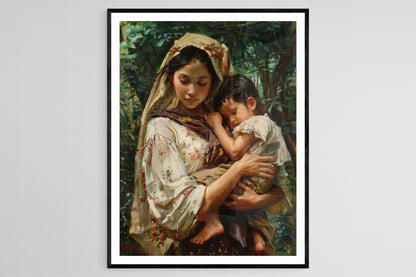 Affiche Femme et Enfant Filipin – Poster Art Traditionnelle des Philippines