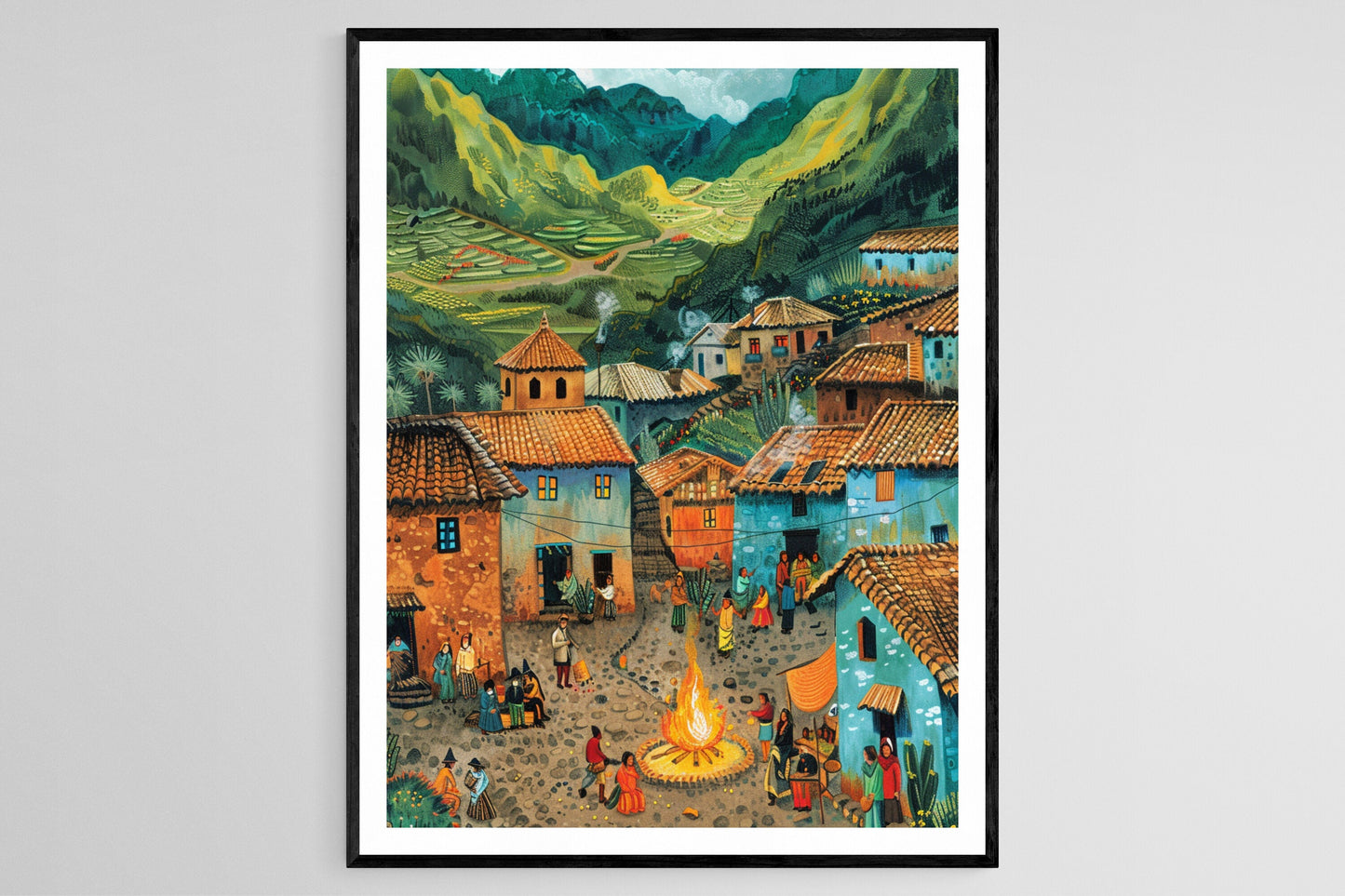 Affiche Village Péruvien – Imprimé Andin, Décor Maison Élégant