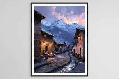 Affiche Village Andin Péruvien – Art Mural Exquis pour Déco Maison & Bureau