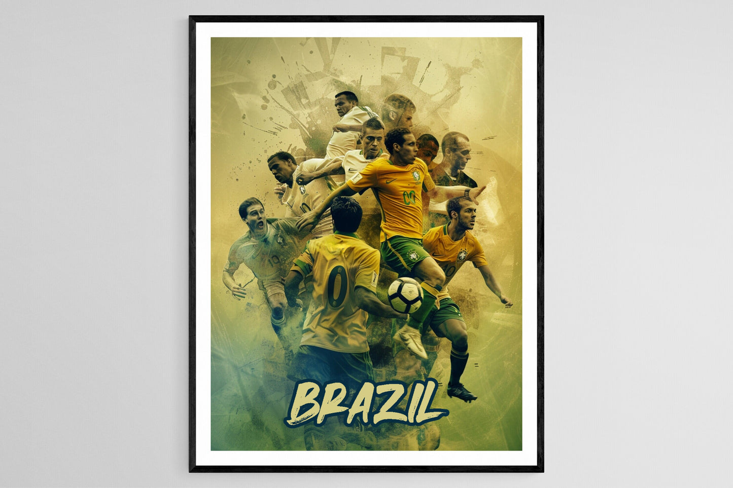 Affiche Équipe de Football Brésil – Art Sportif Énergique pour Fans