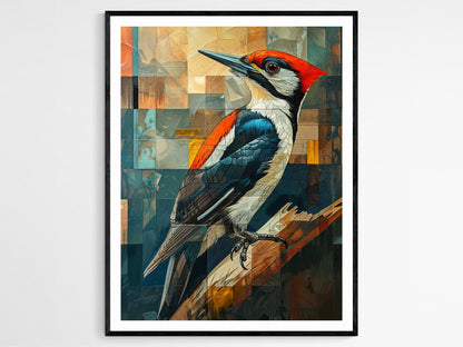 Affiche Pic Vert – Art Coloré pour Amateurs de Nature, Cadeau Idéal