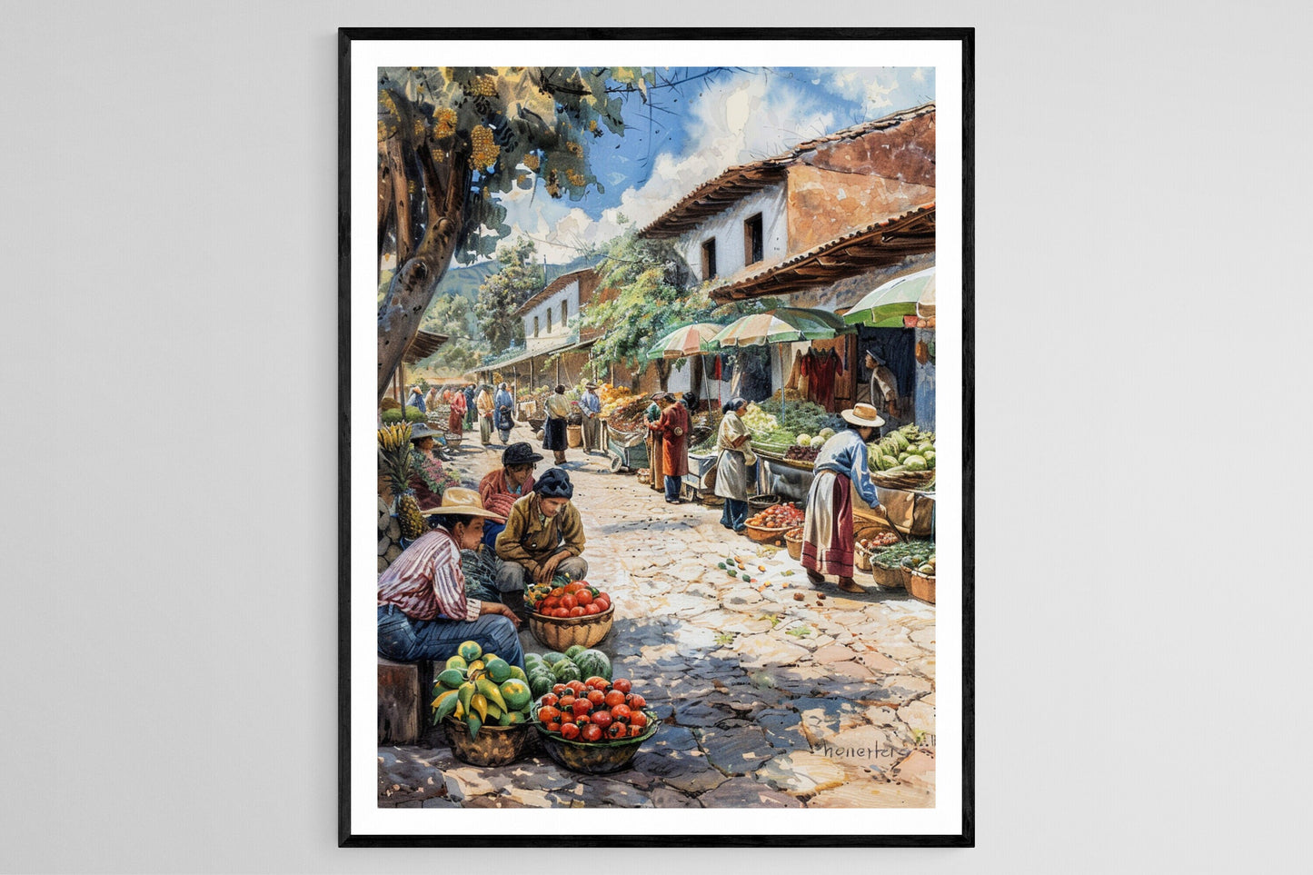 Affiche Village Argentin : Scène de Marché Apaisante, Décor Rustique