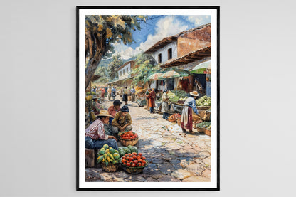 Affiche Village Argentin : Scène de Marché Apaisante, Décor Rustique
