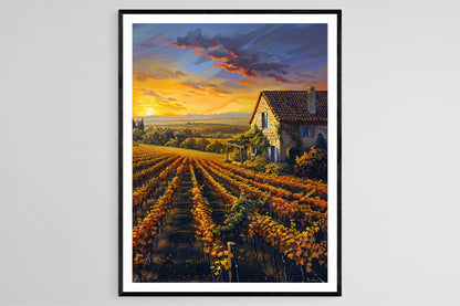 Affiche Vignoble Français – Poster Paysage Élégant sur Papier Mat