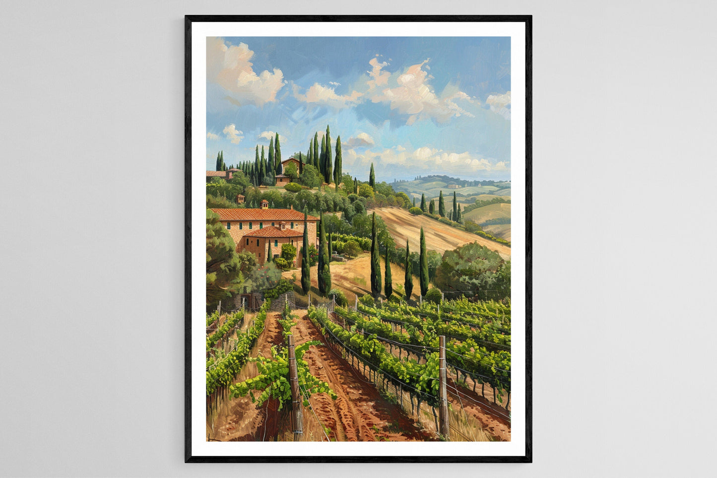 Affiche Paysage Viticole Français – Tableau Vintage sur Papier Mat