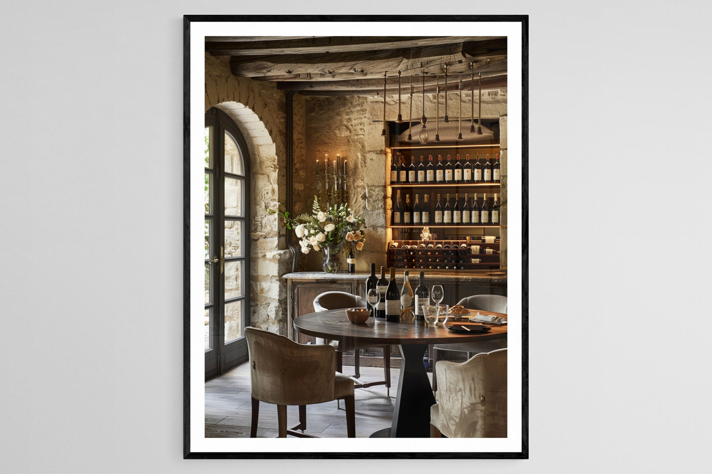 Affiche Château Français – Poster Décoratif Salle de Dégustation de Vin