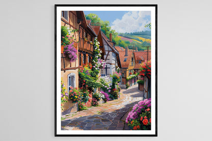 Affiche Village d'Alsace – Poster Décor Murale Campagne Française