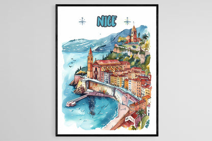 Affiche Méditerranée – Poster Carte Voyage Élégante