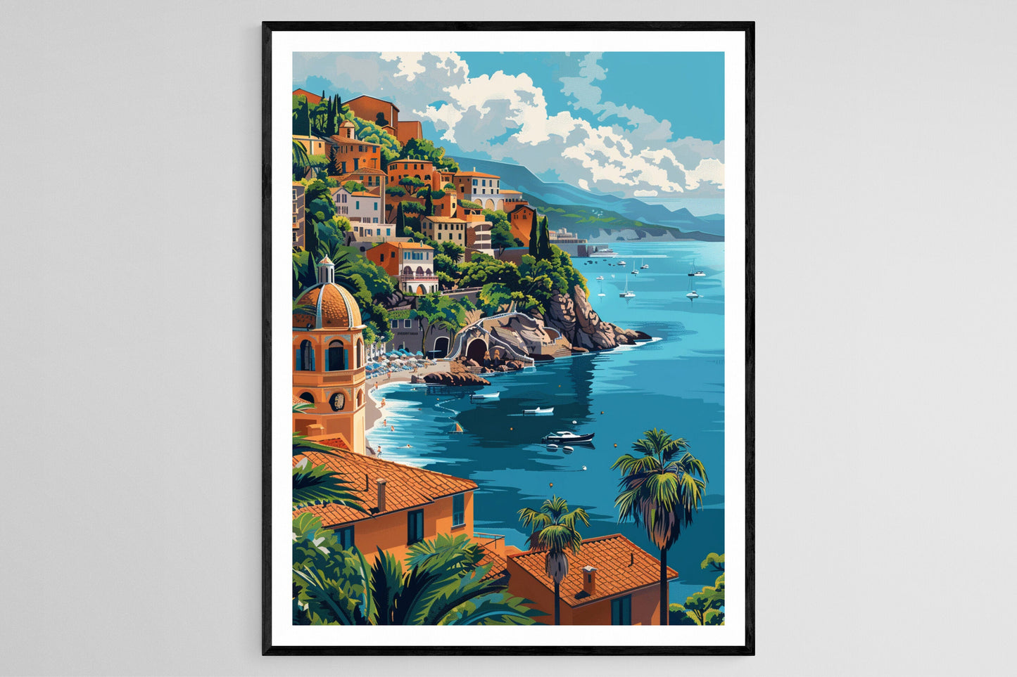 Affiche Côte d'Azur – Poster coloré de la Riviera française