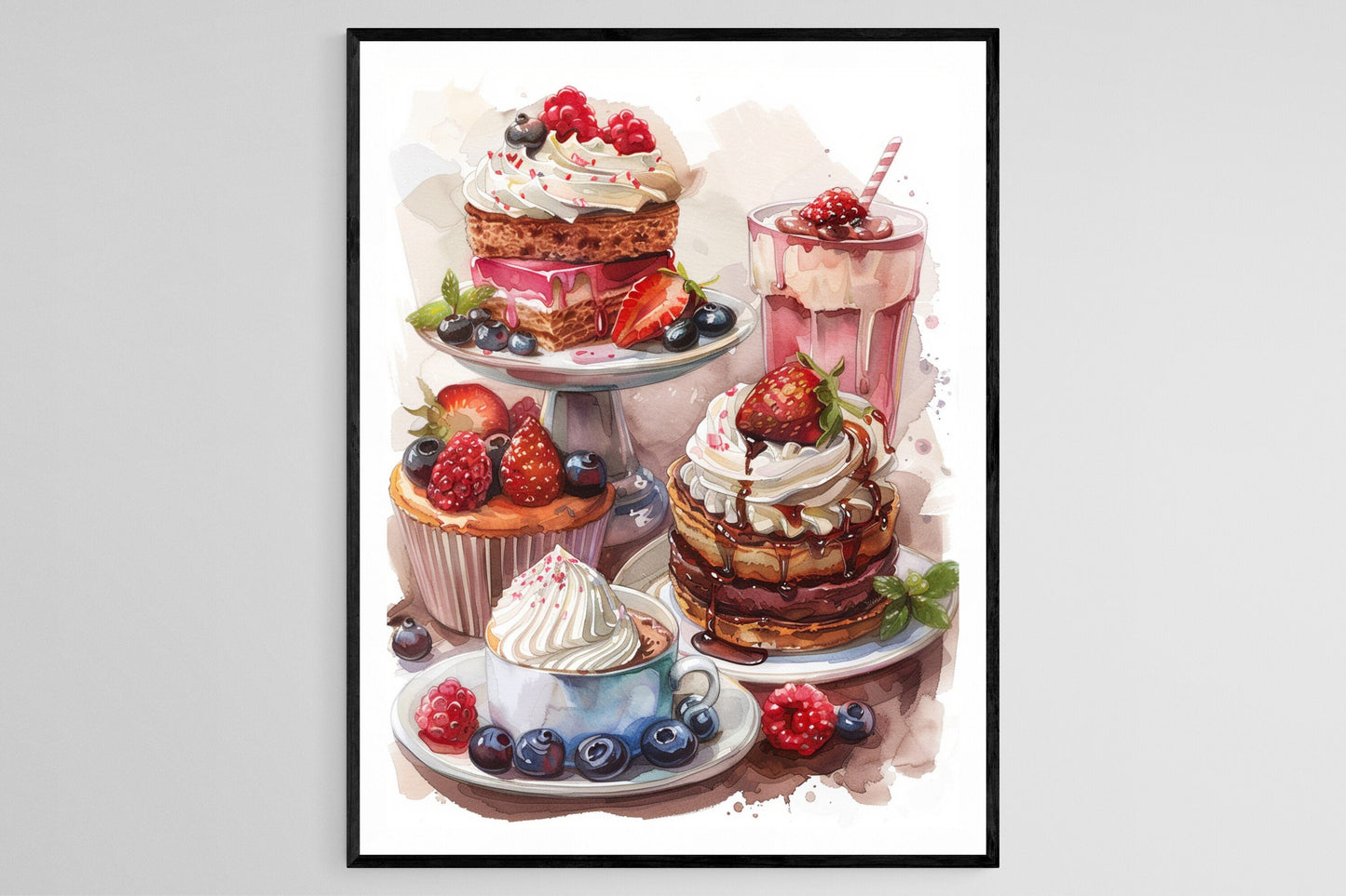 Affiche Dessert : Illustration Colorée pour Décor de Cuisine
