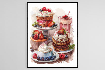 Affiche Dessert : Illustration Colorée pour Décor de Cuisine