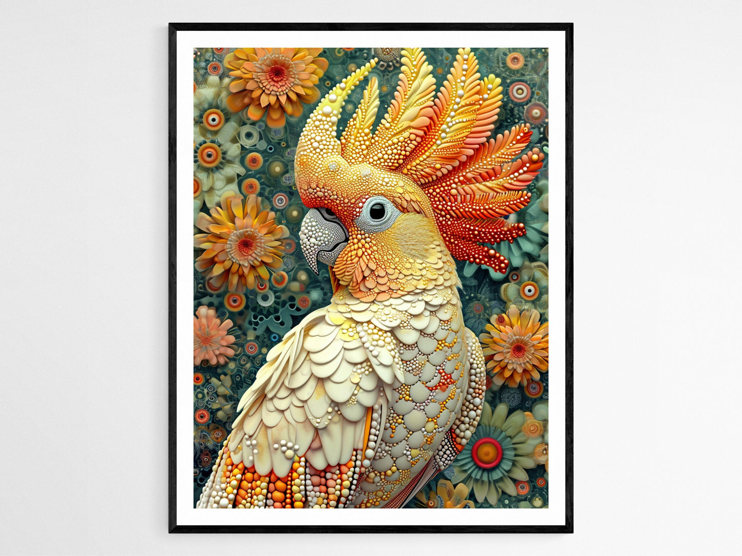Affiche Cacatoès – Illustration d'oiseau tropical sur papier d'art