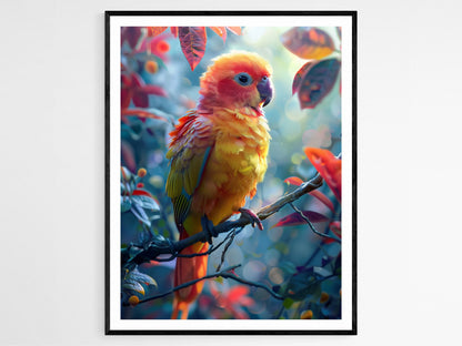 Affiche Oiseau Exotique – Illustration Colorée de Perroquet