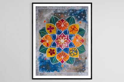 Affiche Art Rangoli – Impression Murale Mandala Indienne Vibrante