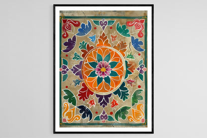 Affiche Mandala Rangoli – Art Éclatant pour Décoration Murale