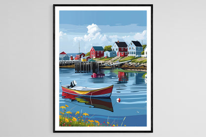 Affiche Halifax – Impression artistique de la Nouvelle-Écosse à la main