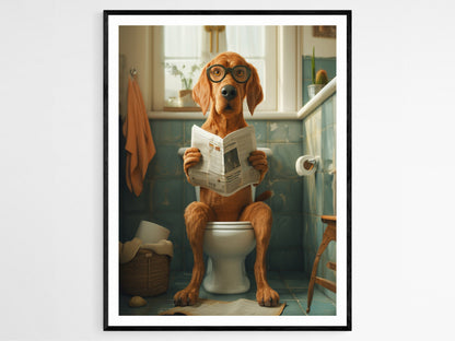 Affiche Chien Amusant – Art Mural Humoristique pour Salle de Bain