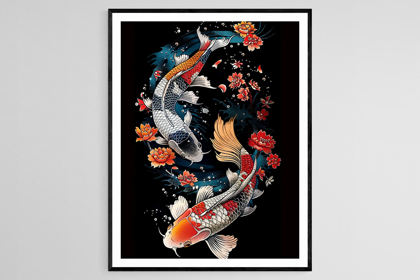 Affiche Poisson Koi – Impression sur Toile Aquarelle Japonaise Artisanale