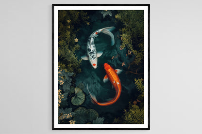 Affiche Koi en aquarelle – Poster décor mural japonais