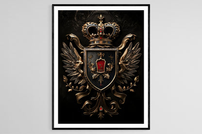 Affiche Blason Français – Art Vintage de la Héraldique Murale