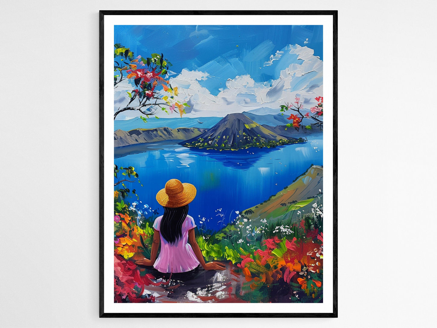 Affiche Volcan Taal – Peinture Paysage Philipin, Décor Sérénité