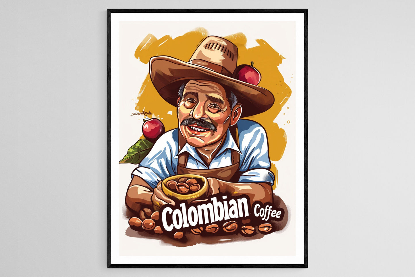 Affiche Grains de Café Colombien – Art Vintage pour Cuisine et Cadeau