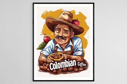 Affiche Grains de Café Colombien – Art Vintage pour Cuisine et Cadeau