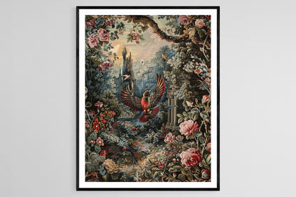 Affiche Tapisserie Vintage – Art mural brodé élégant et rétro