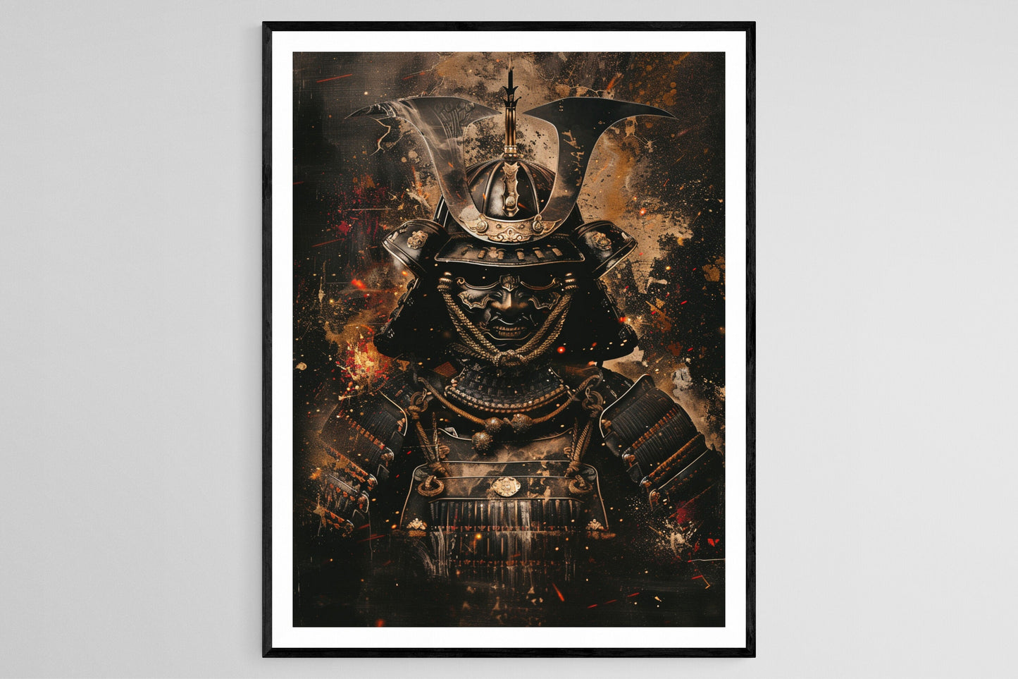 Affiche Samouraï – Peinture détaillée, art mural japonais authentique