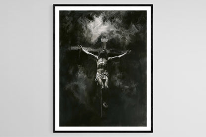 Affiche Crucifixion – Tableau religieux fait main pour Pâques