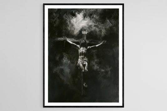 Affiche Crucifixion – Tableau religieux fait main pour Pâques