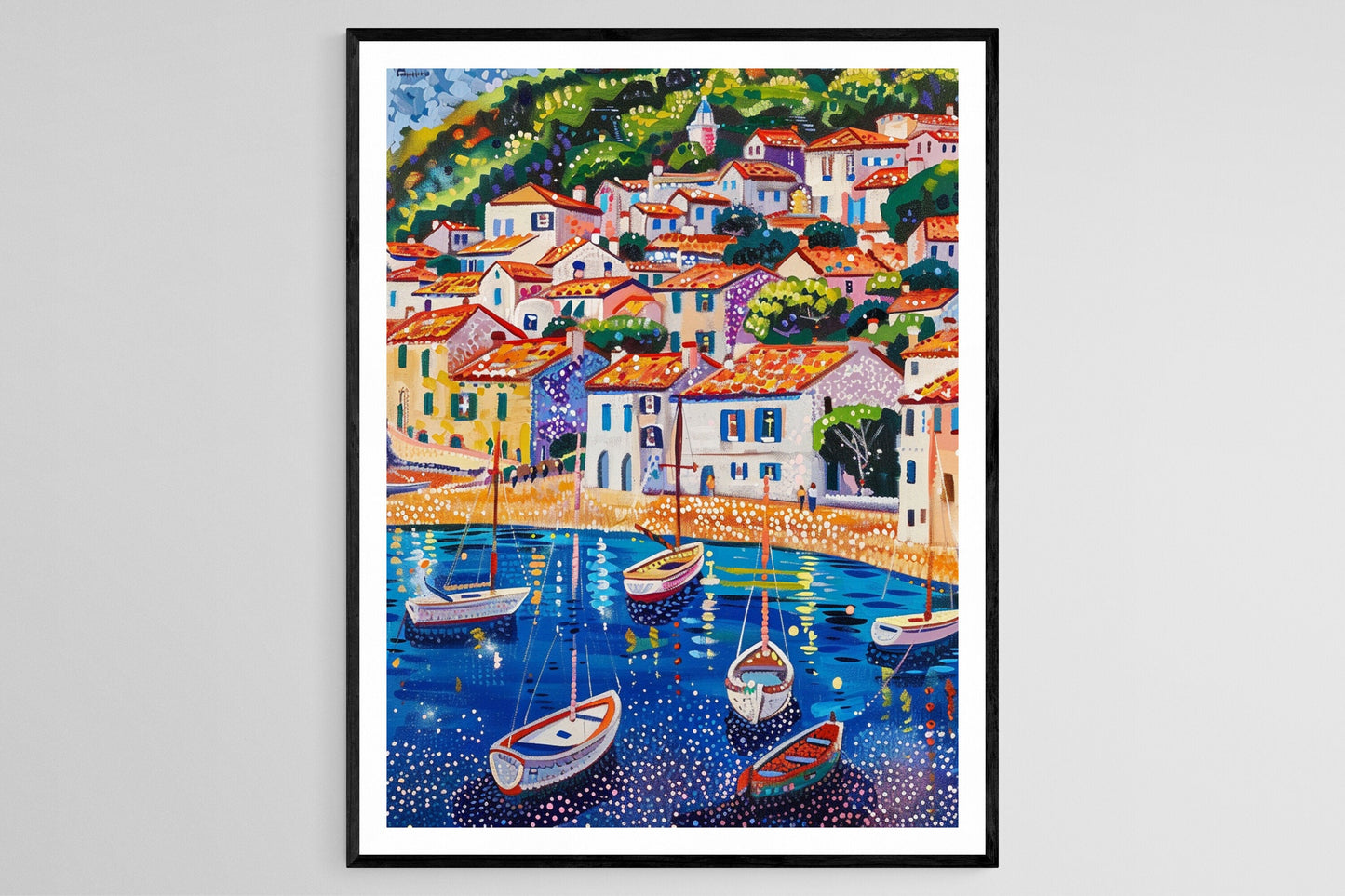 Affiche Style Signac – Poster Coloré de Port en Pointillisme